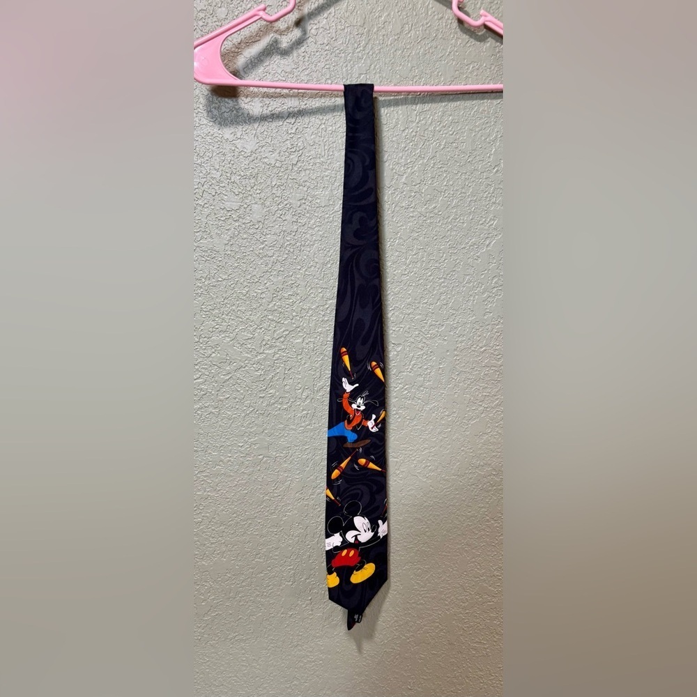 Mickey Mouse & Goofy Character Black Tie